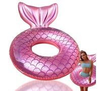 90cm Bouée de Natation Sirène Rose,Bouée Piscine Gonflable Enfant Adultes,Anneau de Natation Gonflable Sirène Queue Poisson,PVC Bouée Piscine pour Fille Les Femmes Fêtes D'été sur La Plage Piscine