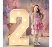 90cm Jaune Chiffre Lumineux,Happy Birthday Decoration 2ème Anniversaire de Mariage Cadre Lumineux,Chiffre Lumineux Géant Decoration Anniversaire Fille Garçon,Chiffre Anniversaire Géant,Numéro 2