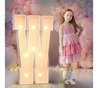 90cm Jaune Lettre Lumineuse,Lettres Lumineuses Géantes de Pour la Décoration D'Anniversaire,Decoration Anniversaire Fille,Grandes Lettres Pour Les Événements de Fiançailles,Lettre W