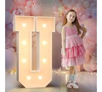 90cm Jaune Lettre Lumineuse,Lettres Lumineuses Géantes de Pour la Décoration D'Anniversaire,Decoration Anniversaire Fille,Grandes Lettres Pour Les Événements de Fiançailles,Lettre U