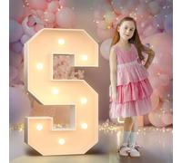 90cm Jaune Lettre Lumineuse,Lettres Lumineuses Géantes de Pour la Décoration D'Anniversaire,Decoration Anniversaire Fille,Grandes Lettres Pour Les Événements de Fiançailles,Lettre S