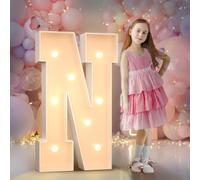 90cm Jaune Lettre Lumineuse,Lettres Lumineuses Géantes de Pour la Décoration D'Anniversaire,Decoration Anniversaire Fille,Grandes Lettres Pour Les Événements de Fiançailles,Lettre N