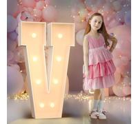 90cm Jaune Lettre Lumineuse,Lettres Lumineuses Géantes de Pour la Décoration D'Anniversaire,Decoration Anniversaire Fille,Grandes Lettres Pour Les Événements de Fiançailles,Lettre V