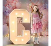 90cm Jaune Lettre Lumineuse,Lettres Lumineuses Géantes de Pour la Décoration D'Anniversaire,Decoration Anniversaire Fille,Grandes Lettres Pour Les Événements de Fiançailles,Lettre C