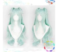 90Cm Princess Connect! Re Dive Miyako Vert Clair Longues Perruques Cosplay Cheveux Synthétiques Résistants À La Chaleur + Oreilles Amovibles + Casquette De Perruque Gratuite Chine Vert