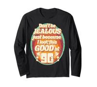 90e Anniversaire drôle pour Hommes et Femmes 90 Manche Longue