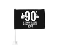 90e anniversaire : Il m'a fallu 90 ans pour être aussi belle (2) Clip de fenêtre pour drapeau de voiture, décoration de protection solaire, bannière double face 12x18 pouces pour camion