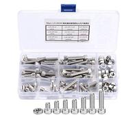 90pcs 1/4-20UNC Kit d'assortiment de vis hexagonales Boulons à tête à six pans creux en acier inoxydable 60pcs Vis + 30pcs écrou