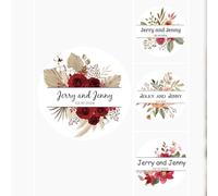 90Pcs Personalisierte Aufkleber,Geeignet Als Siegel FüR Gastgeschenke/Personalisierter Floraler Hochzeitsaufkleber, Elegante Runde Etiketten Nach Wunsch, Bedruckbar Mit Name Und Datum,Runden
