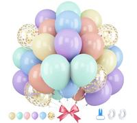 90pièCes Pastel Balloons, 12 Pouces Ballons Anniversaire, 6 Couleurs Ballon Helium, Livré Avec Deux Rouleaux De Ruban Et Un Noueur De Ballons, Parfait Pour Les Anniversaires, Mariages, Baby Showers