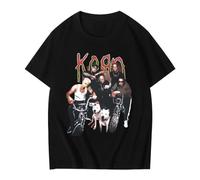90s American Rock Band Korn T Shirt Metal Gothic Men Women Vintage Oversized T-Shirt Streetwear Summer Short Sleeve T Shirts Black XL