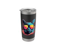 90s Cat Retrowave Cat Mom Gobelet isotherme en acier inoxydable double paroi