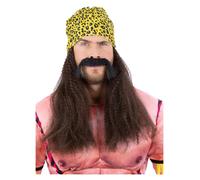 90s Catch Étoile Perruque + Bandana Kit Hommes Femmes Lutteur Déguisement