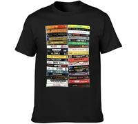 90S Hip-Hop Cassette Tapes Mix Tapes Black T-Shirt Men's Unisex Tee Black Manches Courtes(XX-Large)