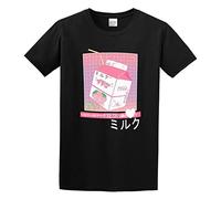 90S Japanese Otaku Stylish Aesthetic Milk Funny Vintage Gift T-Shirt Black Mens Tee Unisex Shirt L
