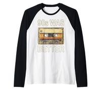 90s Was Better Cassette de démonstration rétro nostalgique Manche Raglan