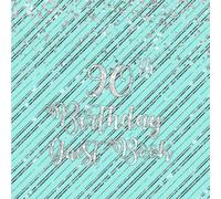90th Birthday Blue Guest Book: Blue Silver Stripe Guest Book with Gift Log