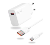 90W Chargeur Rapide avec 6A Câble USB C 1.5M pour Redmi Note 14 13 12 11 Pro Chargeur Turbo Hypercharge Adaptateur de Rapide pour Xiaomi 15 Ultra 14 13 Ultra POCO X7 F7 Pro F6 14T Lite13T Mix Flip
