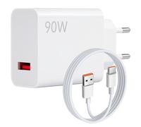 90W Chargeur Rapide avec Câble USB C 1m pour Xiaomi 15 14 13 Ultra 15Pro 14T 13T 14 13 Ultra Redmi Note 14 13 Pro 5G POCO F6 F7 X6 X7 X4 Pro 5G Xiaomi Pad Mi 10T Lite Charge Universelle Adaptateur