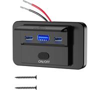 90w Prise Usb Encastrable Camping Car 12v Montage En Surface Léger Double Port Usb C 36w Et Qc3.0 18w Pour Voiture,Panneau Chargeur De Remplacement Avec Interrupteur Pour Bus Marine Moto