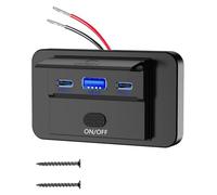 90W Prise USB Encastrable Camping Car 12V Montage en Surface Léger Double Port USB C 36W et QC3.0 18W pour Voiture, Panneau Chargeur de Remplacement avec Interrupteur pour Bus Marine Moto