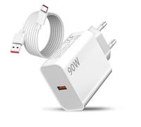 90W Turbo Chargeur Rapide avec Câble pour Xiaomi 15 Ultra/15 Pro/14T 14C 13T 12T 14 13 12 Lite,Redmi Note 14 Pro+ 5G/13 13C 12 11 10,Poco X7 X6 X5 F7 F6 M7 M6 M5,Hypercharge Prise Secteur USB 6A