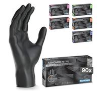 90x ARNOMED® Gants en nitrile taille XXL Noir, Gants à usage unique pour chirurgie & laboratoire, Moufles en nitrile sans poudre et sans latex, Moufles en XS, S, M, L, XL, XXL