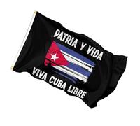 90x150cm Drapeau Cubain Patria Y Vida Viva Cuba Libre, Fier Drapeau De Jardin En Polyester, Bannière, Décoration Pour Activités De Plein Air À La Maison