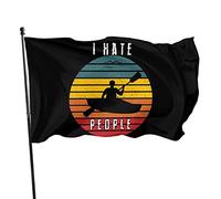 90X150cm Drapeau De Jardin Kayak Camping Je Déteste Les Gens Jardin Signe Double Face Pelouse Drapeaux Supérieure Drapeaux De Pirate Décoration Pour Patio Maison Balcon