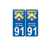 91 Morsang-sur-Orge blason autocollant plaque stickers ville - Couleur : arrondis - Angles : arrondis