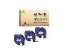 91201 3 Rubans etiquetteuse compatibles avec DYMO 91201 etiquettes Noir sur Blanca adhésif