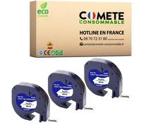 91201 3 Rubans etiquetteuse compatibles avec DYMO 91201 etiquettes Noir sur Blanca adhésif