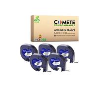 COMETE CONSOMMABLE 91201 Pack 5 Rubans etiquetteuse compatibles avec DYMO 91201 etiquettes Noir sur Blanc adhésif Noir