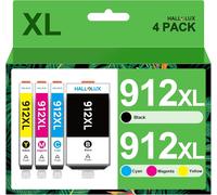 912Xl Pack De 4 Cartouche D'Encre Remplacement Pour Hp 912 912Xl Pour Hp Officejet 8012 8010 8014 8015 Pour Officejet Pro 8025 8024 8023 8020 8022 (Noir, Cyan, Magenta, Jaune, 4-Pack)