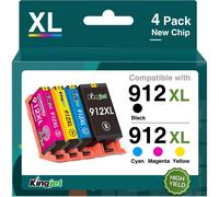 912XL Pack de 4 Cartouches d'encre compatibles avec Cartouche HP 912 XL pour HP OfficeJet Pro 8022 8020 8024 8023 8025 HP OfficeJet 8010 8012 8014 8015