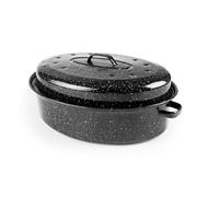 IBILI Cocotte ovale 914542 – Acier émaillé avec couvercle, 42 cm, noire