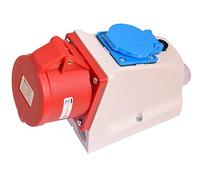 91750 Prise murale CEE 32 A 400 V IP44 5 broches + prise Schuko avec fusible