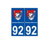 92 Boulogne-Billancourt blason autocollant plaque stickers ville - Angles : arrondis