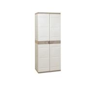 9203 - Armoire de rangement haute 2 portes - Blanc et Beige G