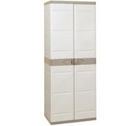 9203 - Armoire de rangement haute 2 portes - Blanc et Beige