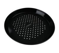 9206 Fm Professional Plaque À Pizza Perforée Ronde, Plat À Pizza Perforé, Plat À Four, Plaque Pizza Four, Plat À Pizza Barbecue, Acier Émaillé, Noir, 32 X 3 Cm