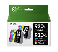 920XL Lot de 8 cartouches d'encre de rechange pour HP 920 920XL, noir et couleur ejet 920XL Combo Pack pour HP OfficeJet 6000 6500 6500a 7000 7500 7500a (noir, cyan, magenta, jaune)