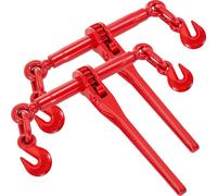 9215LBS Attaches à cliquet 3/8" - 1/2", 9.215 lbs, charge de travail sécurisée, crochet G70 et longueur réglable, pour chaînes de qualité 70-80, arrimage, transport, remorquage, pack de 2, rouge