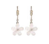 925 Aiguille en Argent Frais Blanc Pâquerettes Gland Boucles d'oreilles Pendantes Noires Pendantes (A, Taille unique)