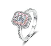 925 Anniversaire Rings Bands Halo, 1Ct Moisanite Anniversary Rings for Women Sterling Silver
