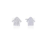 925 Argent Boucles d'oreilles Femme, Petite Forme De Maison Douce Clips D'Oreille Femelle Zircon Brillant Belle Ligne D'Aiguille D'Aiguille De Cristal, Cadeau De Fête Hypoallergénique Sans Plomb Go