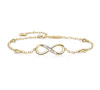 925 Argent fin Bracelet infini - Billie Bijoux damour sans fin Symbole bracelet de cheville réglable avec charme pour Femme (or)