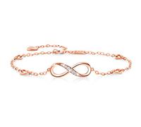 925 Argent fin Bracelet infini - Billie Bijoux damour sans fin Symbole bracelet de cheville réglable avec charme pour Femme (or rose)