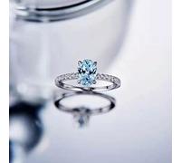925 argent sterling 1,7 Carat Aquamarine Gemstone Rings pour femmes Gift de bijoux de mariage scintillant