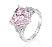 925 argent sterling 12 * 12 mm de coeur rose carbone diamant anneaux de mariage pour femmes bijoux de mariée scintillante